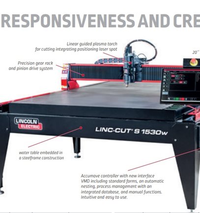Lincoln LINC-CUT S 1530w CNC Plasma Cutting table