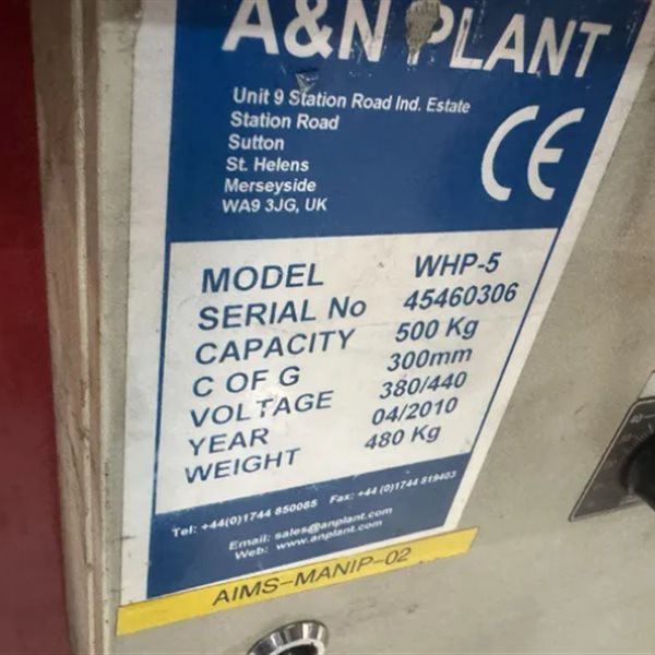 A & N WHP 5. 500kg Welding Positioner