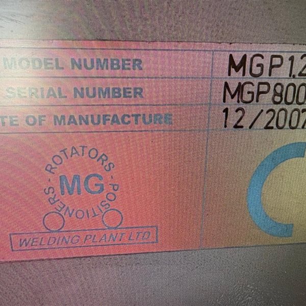 MG Welding Plant Ltd MGP 1.2 Welding Positioner, 1.2 tonne