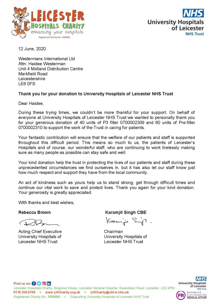 NHS thank you letter