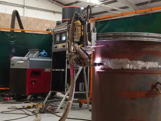 orbital pipe welding set up with AMI orbital welding system