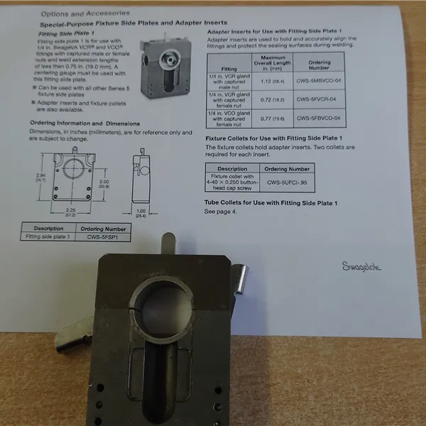 Swagelok Orbital Side Fixture Plates - CWS-5FSP1 CWS-5FSP2
