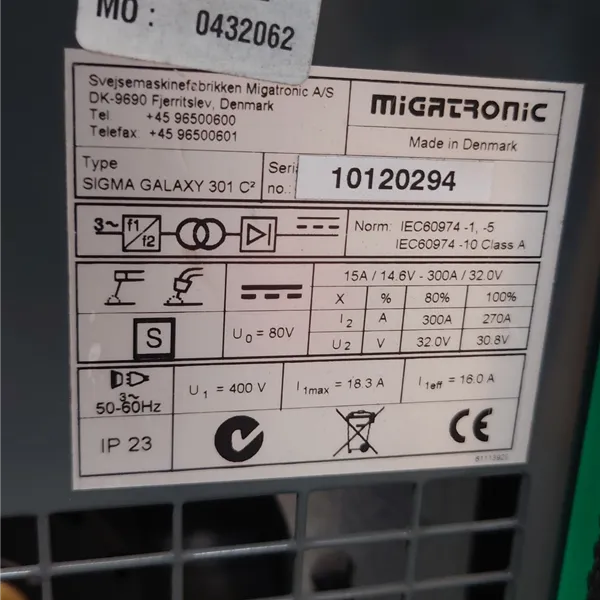 Migatronic Sigma 301 MIG Welder, Compact MIG/MMA