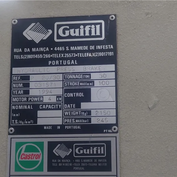 Guifil PE 20-30, 30 ton Hydraulic Press Brake