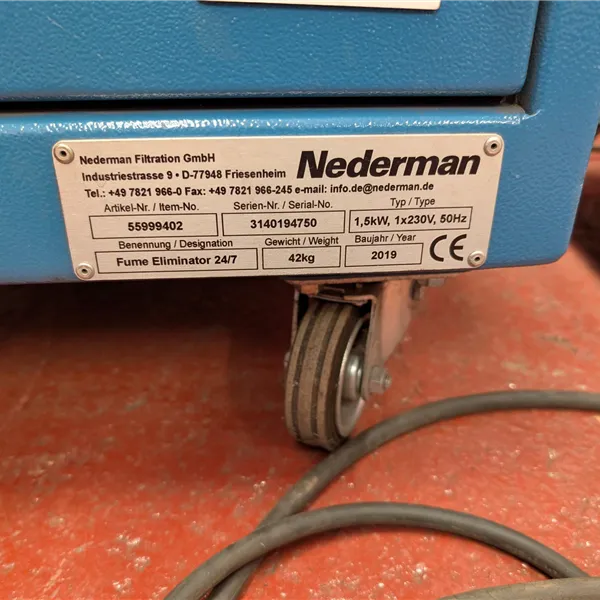 Nederman Mobile Fume Eliminator 24/7 1.5kw Extraction with cleaning