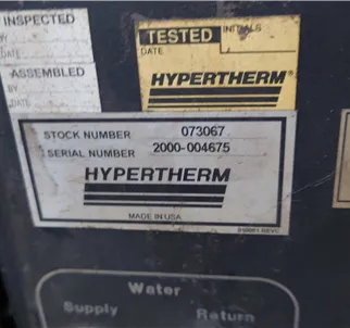 Hypertherm  053056 max 200 IHS 073067