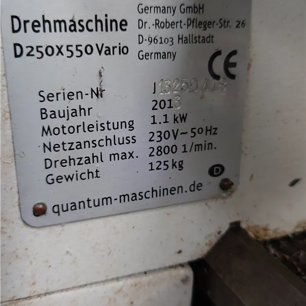 Quantum Drehmaschine D 250 X 550 Vario Lathe