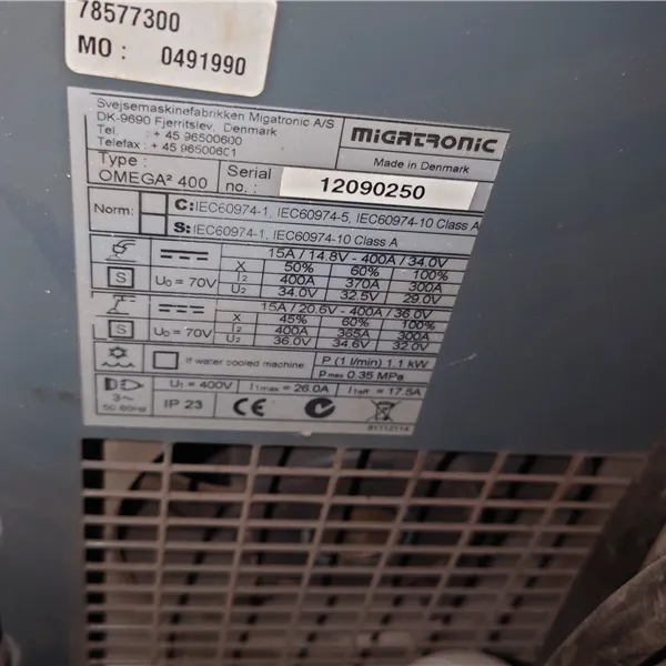 Migatronic MIG welder with 4 roll separate wire feed unit - Spares