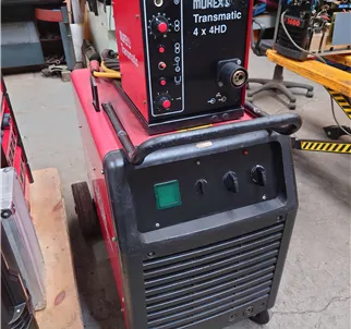 Murex Transmig 354 MIG welder with separate 4 Roll Wire Feeder