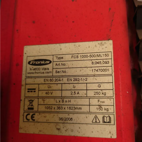 Fronius FCS 1000-500/ML150 X and Y Slides VR 149-HD Wire Feed