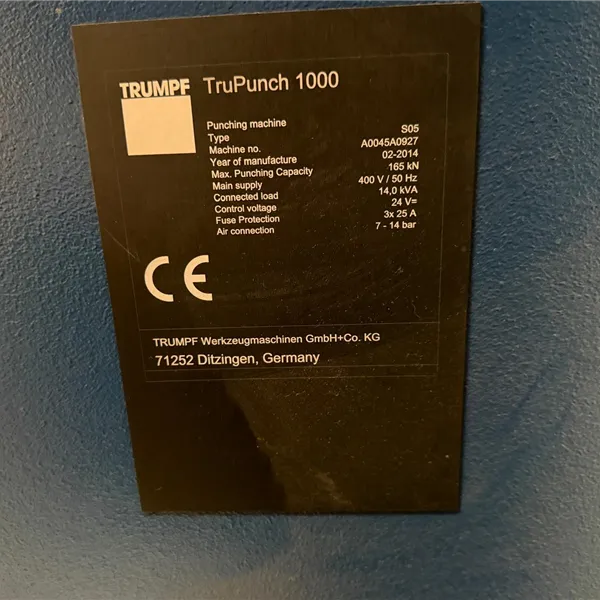 Trumpf TruPunch 1000 S05 Punching Machine