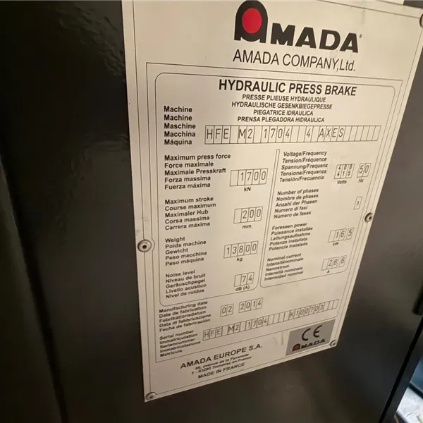 Amada CNC Press Brake HFE M2 4 axis