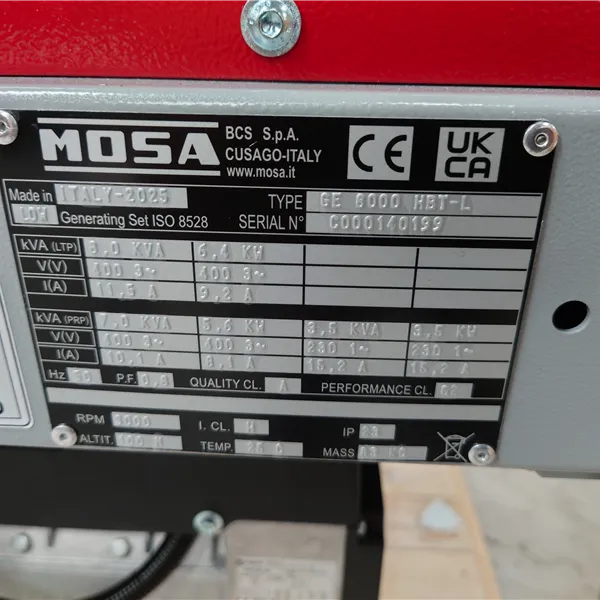 Mosa GE 8000 HBT-L Petrol Generator 1 x 400V, 2 x 230V