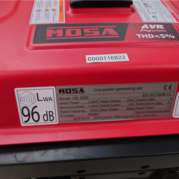 Mosa Generator GE 3900AVR 230V 3.3kVA 35.CR000011 400GBP Each