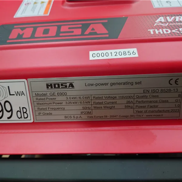 Mosa GE6900 6.5KVA AVR Petrol Generator 110V - 230V