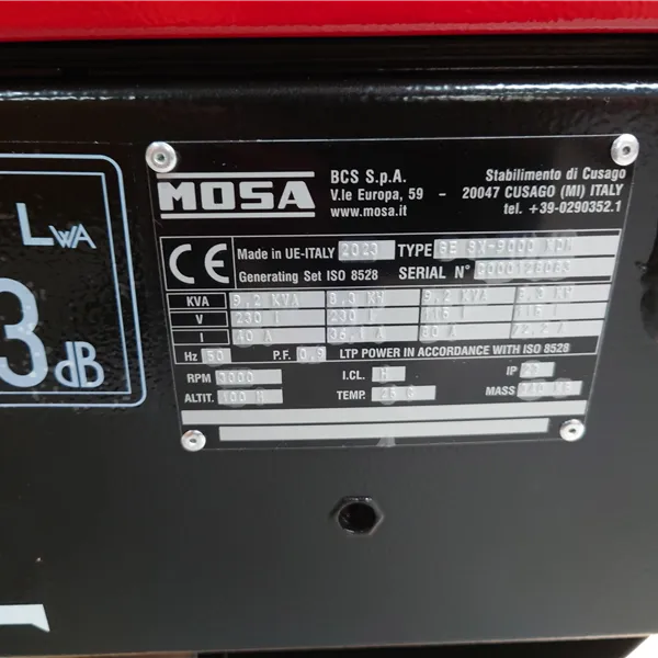 Mosa GE SX-9000 KDM Diesel Generator 230/110V